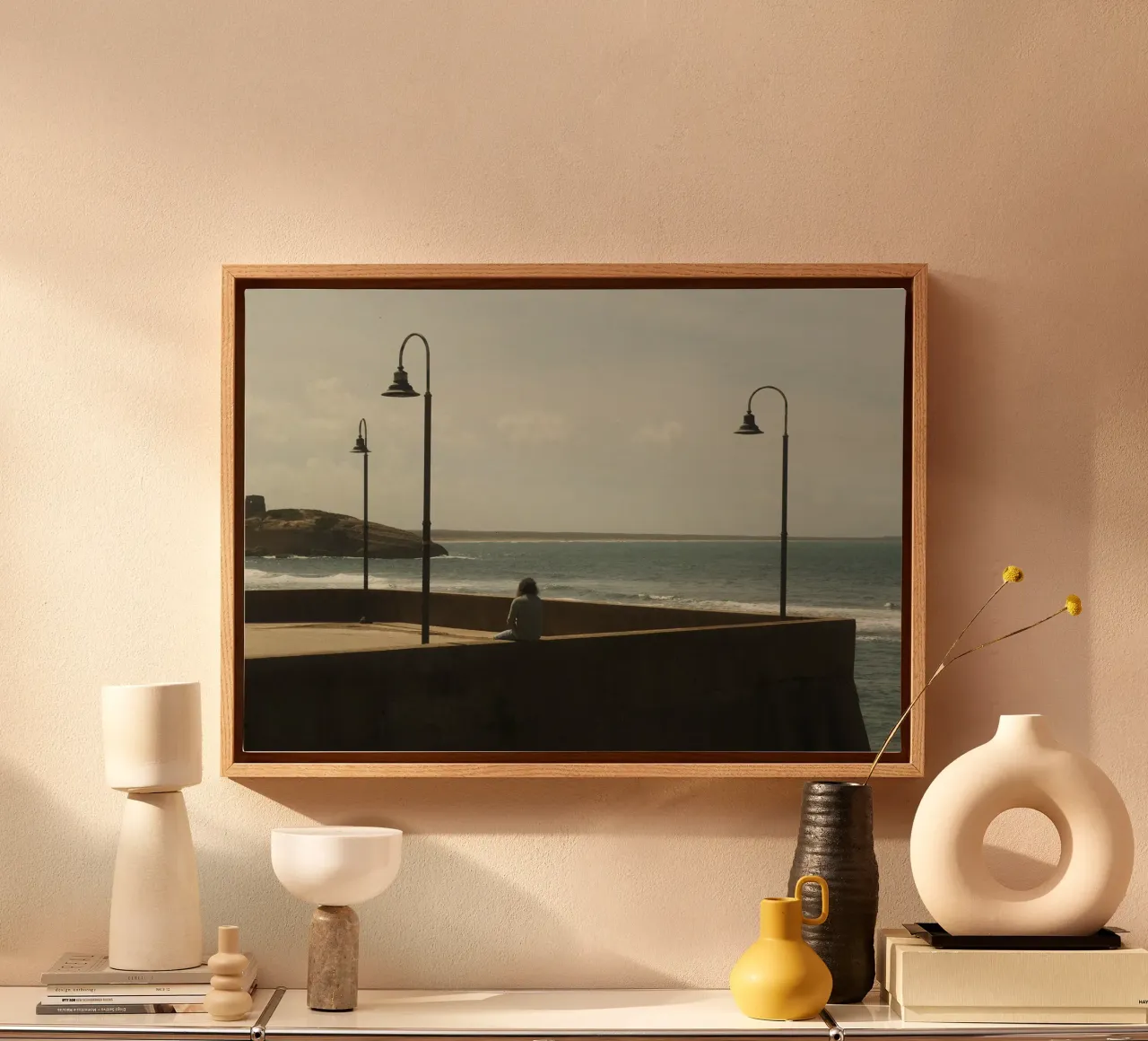 Ocean Pause lienzo con Marco flotante de FujiPrints