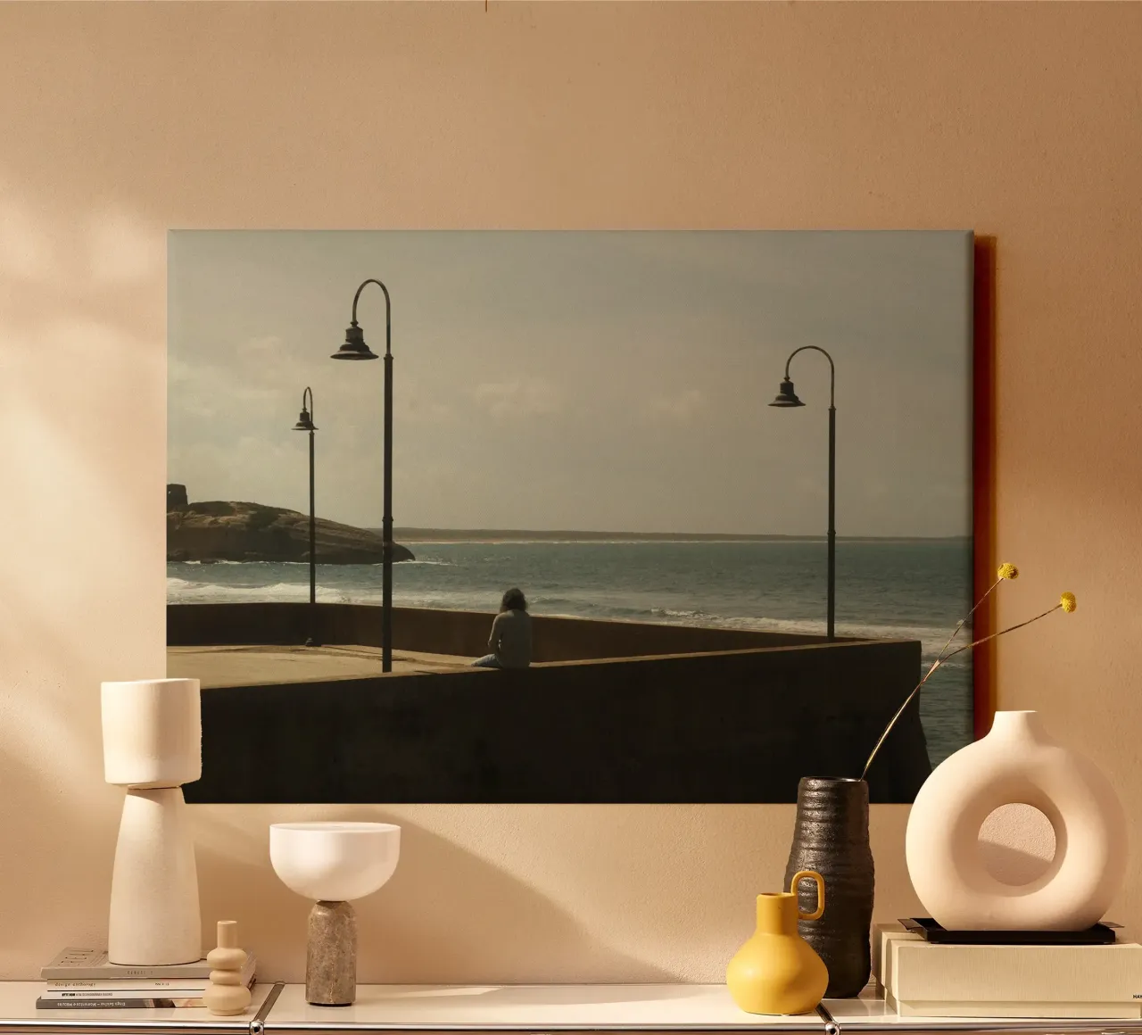 Ocean Pause lienzo con Marco flotante de FujiPrints
