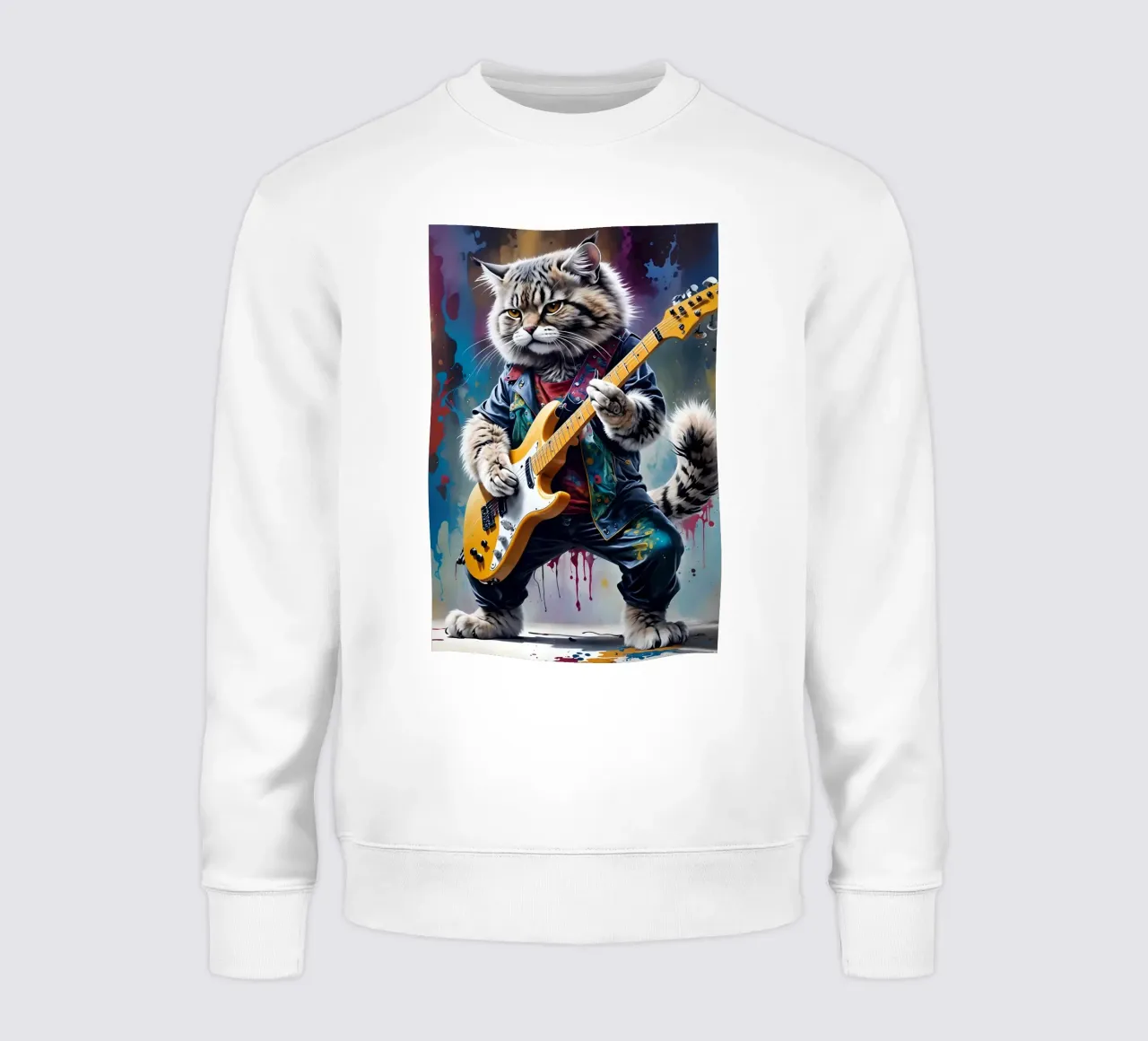 Forest cat play guitar sweatshirt by MakArena