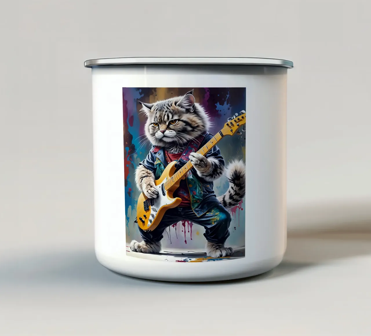 Il gatto della foresta suona la chitarra tazza in smalto da MakArena