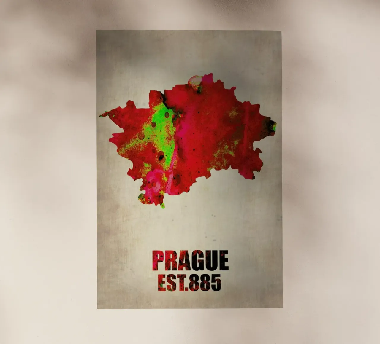 Prague Watercolor Map pellicola backlit da Naxart