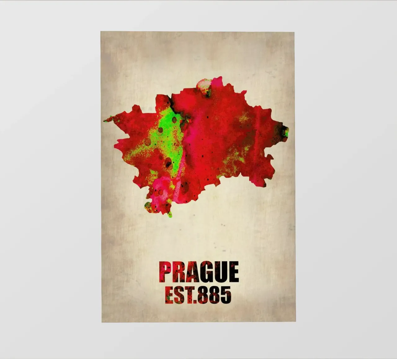 Prague Watercolor Map telo in pvc da Naxart