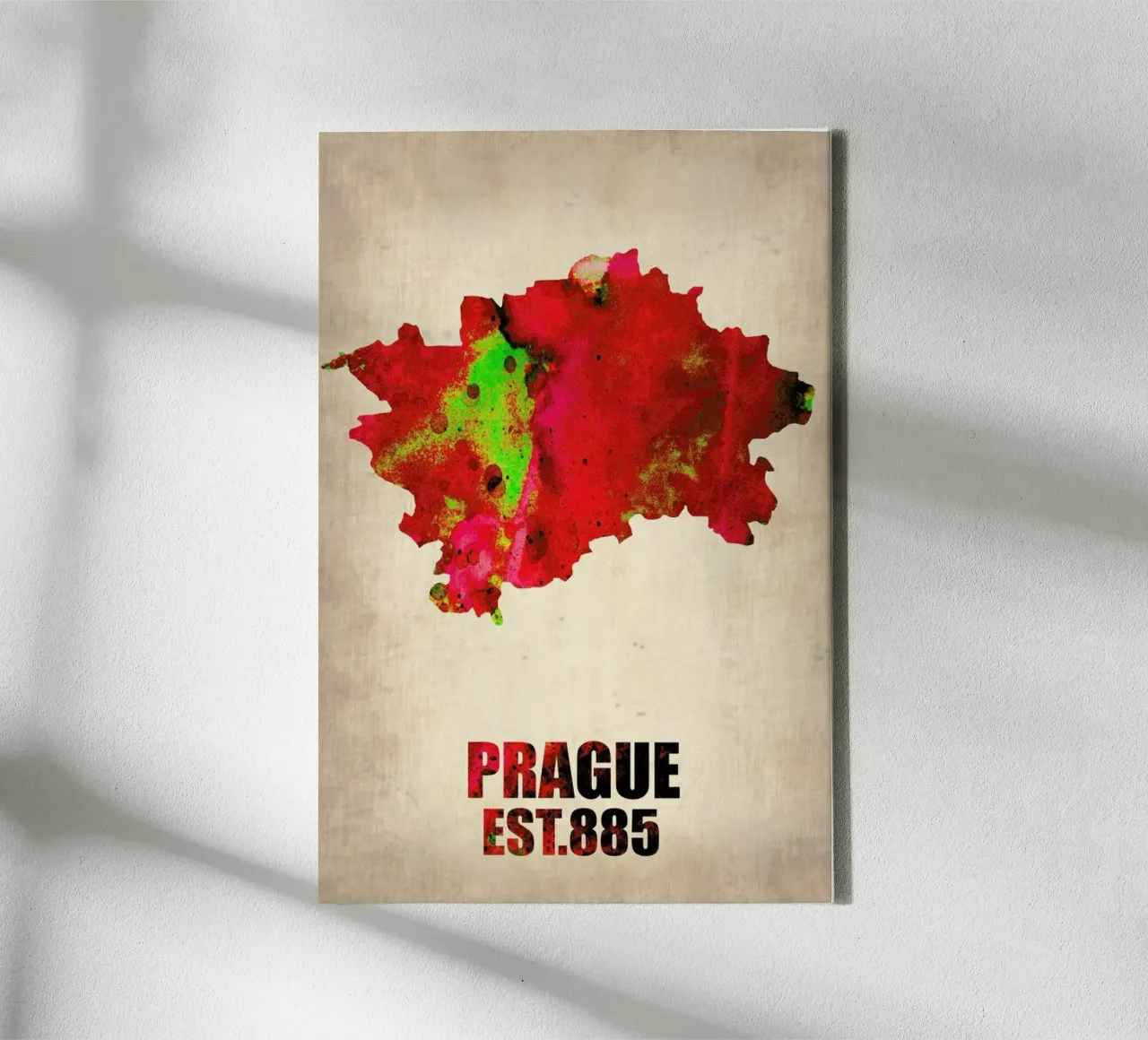 Prague Watercolor Map canvas by Naxart