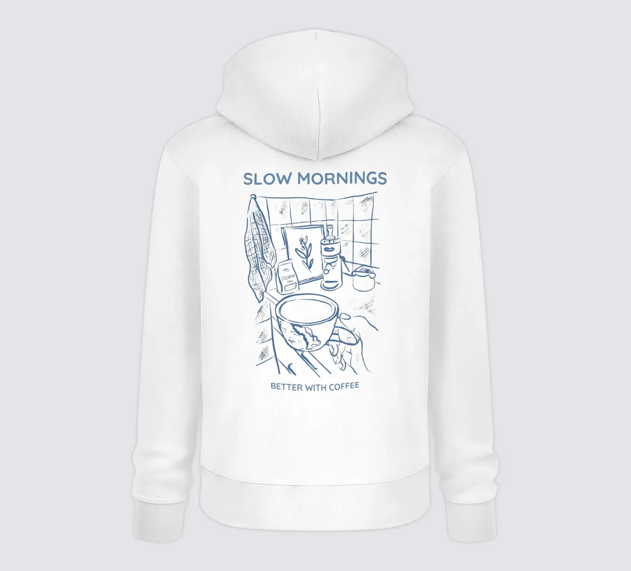 Slow Mornings better with Coffee felpa con cappuccio da Magnific