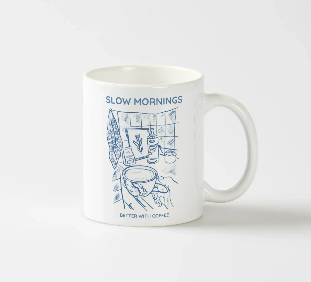 Slow Mornings better with Coffee tazza in ceramica da Magnific