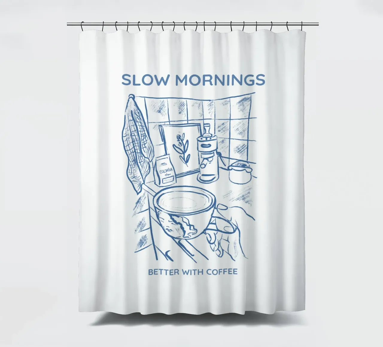 Slow Mornings better with Coffee tenda da doccia da Magnific