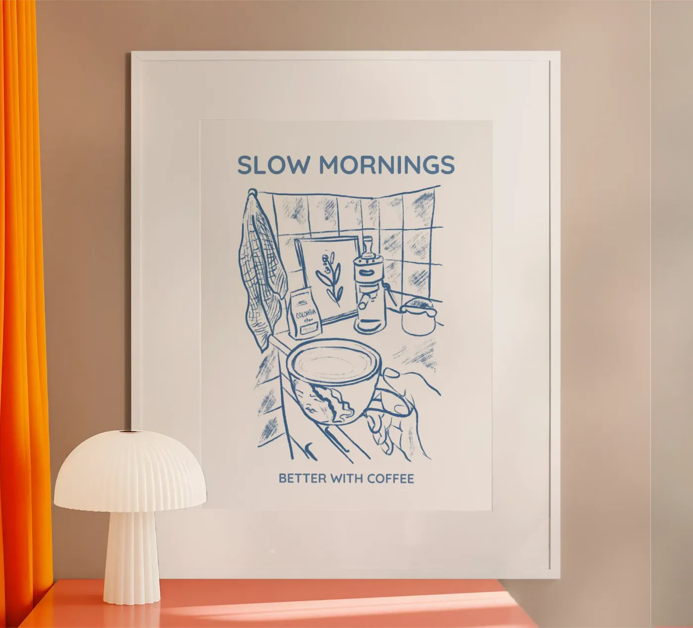 Slow Mornings better with Coffee Poster von Magnific