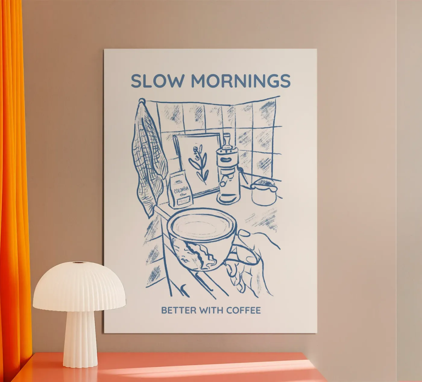Slow Mornings better with Coffee Poster von Magnific
