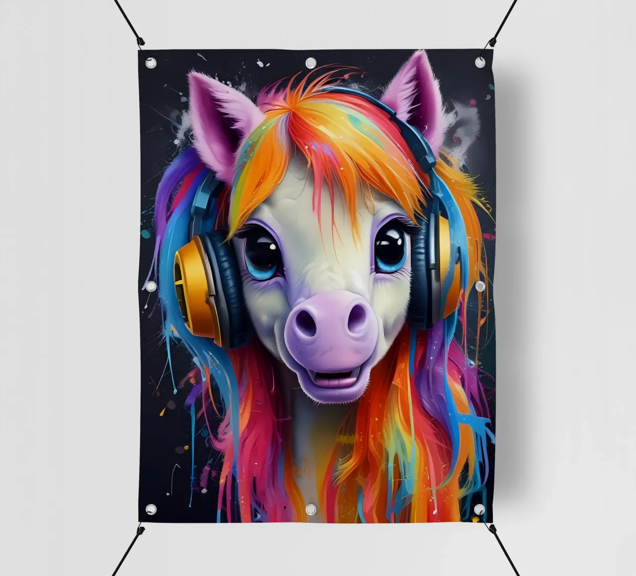 Pony rosa con cuffie telo in pvc da MakArena