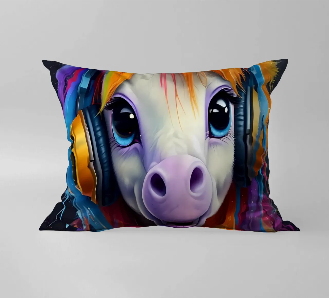 Pony rosa con cuffie cuscino da MakArena