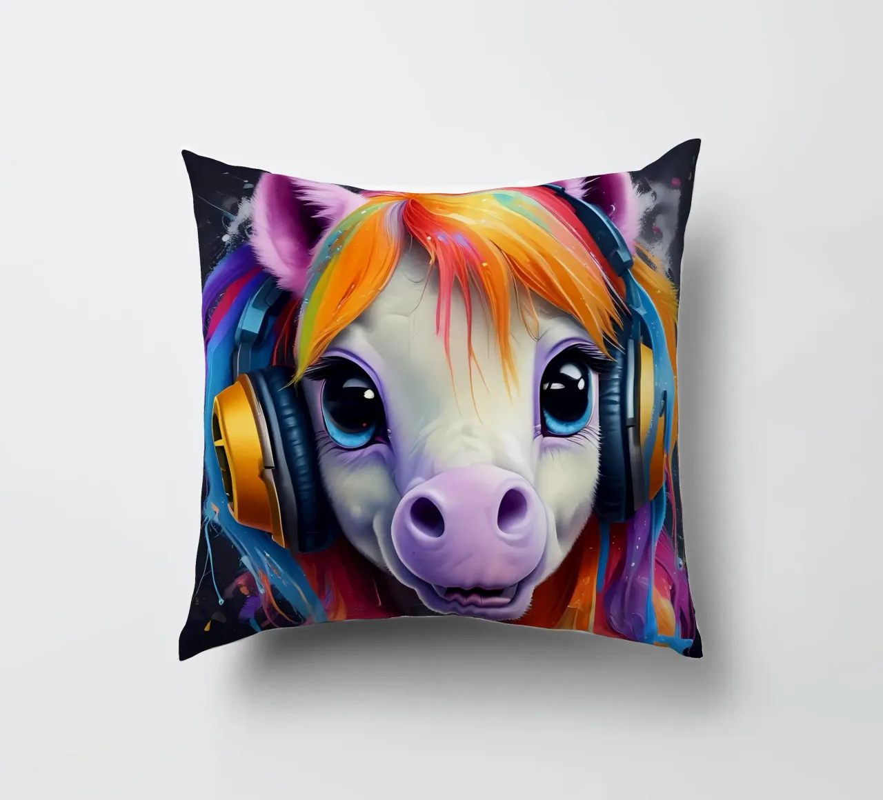 Pony rosa con cuffie cuscino da MakArena