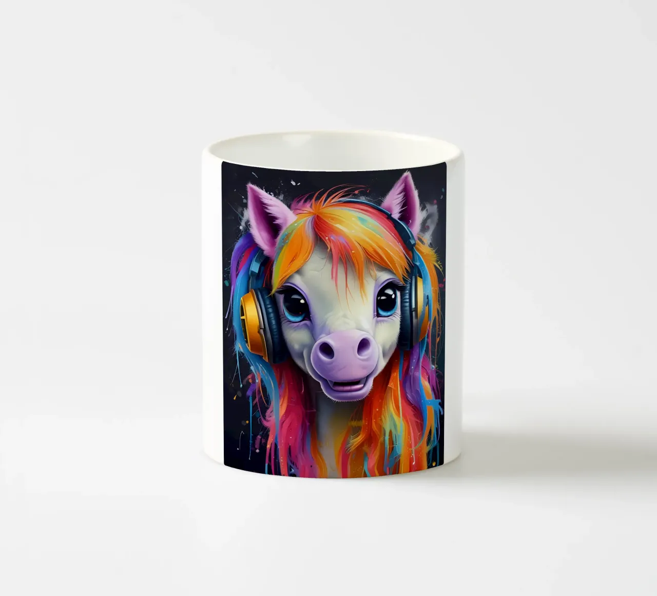 Pony rosa con cuffie tazza in ceramica da MakArena