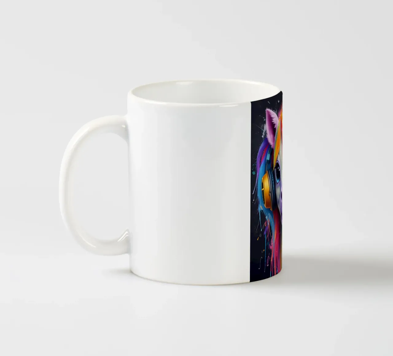 Pony rosa con cuffie tazza in ceramica da MakArena