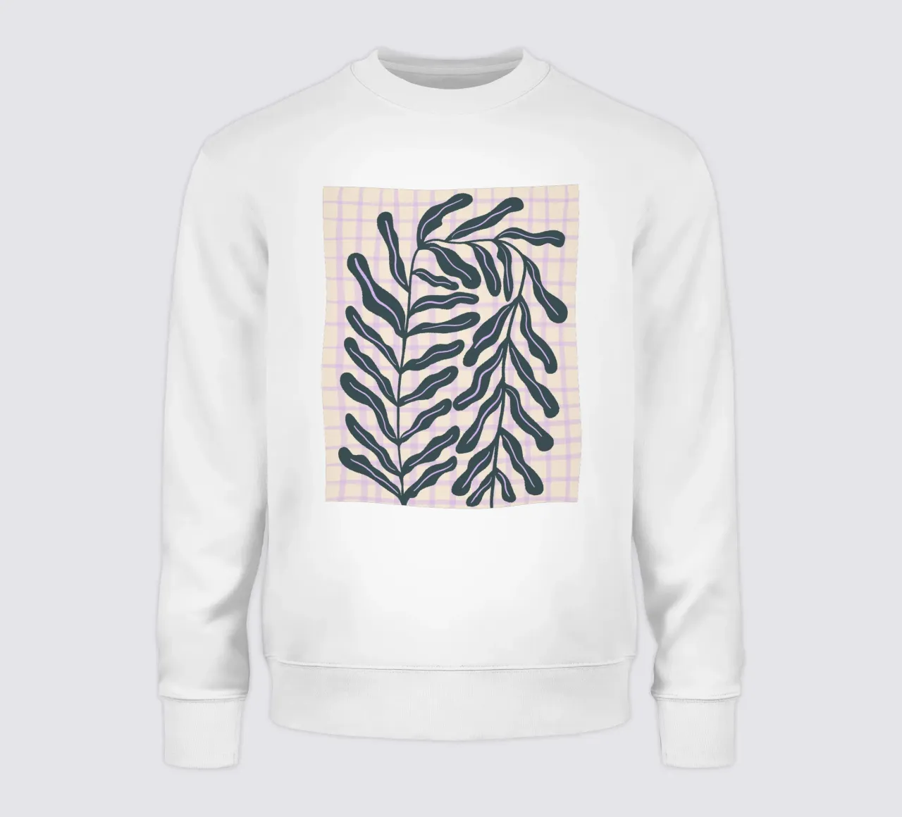 Abstract branch on a grid pattern sweatshirt by Wackapacka