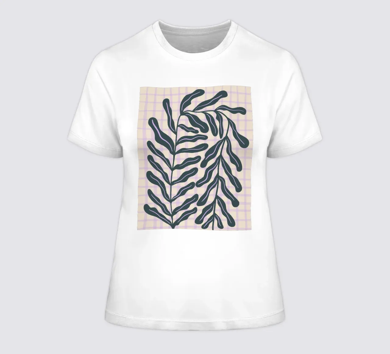 Abstract branch on a grid pattern women's fitted t-shirt by Wackapacka