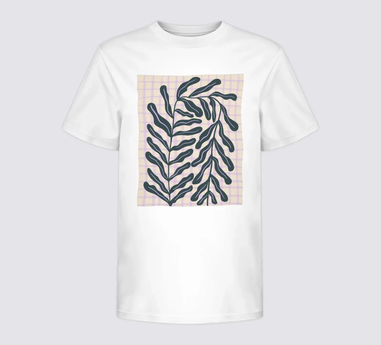 Abstract branch on a grid pattern kids t-shirt by Wackapacka