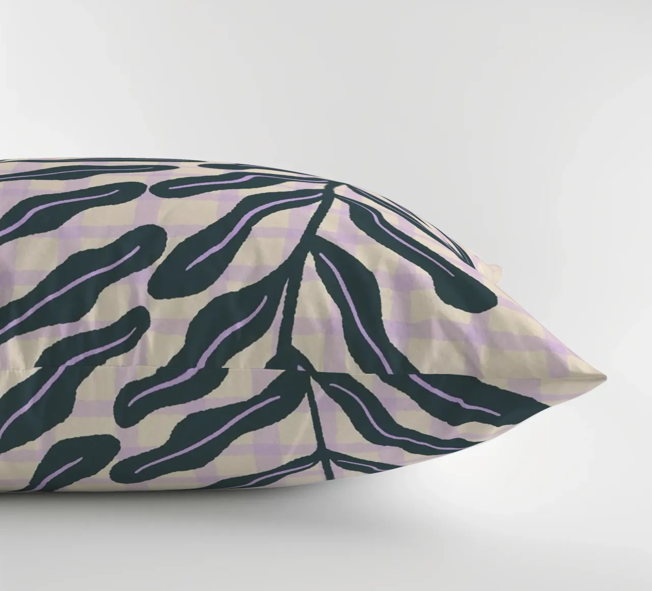 Abstract branch on a grid pattern decorative cushion by Wackapacka