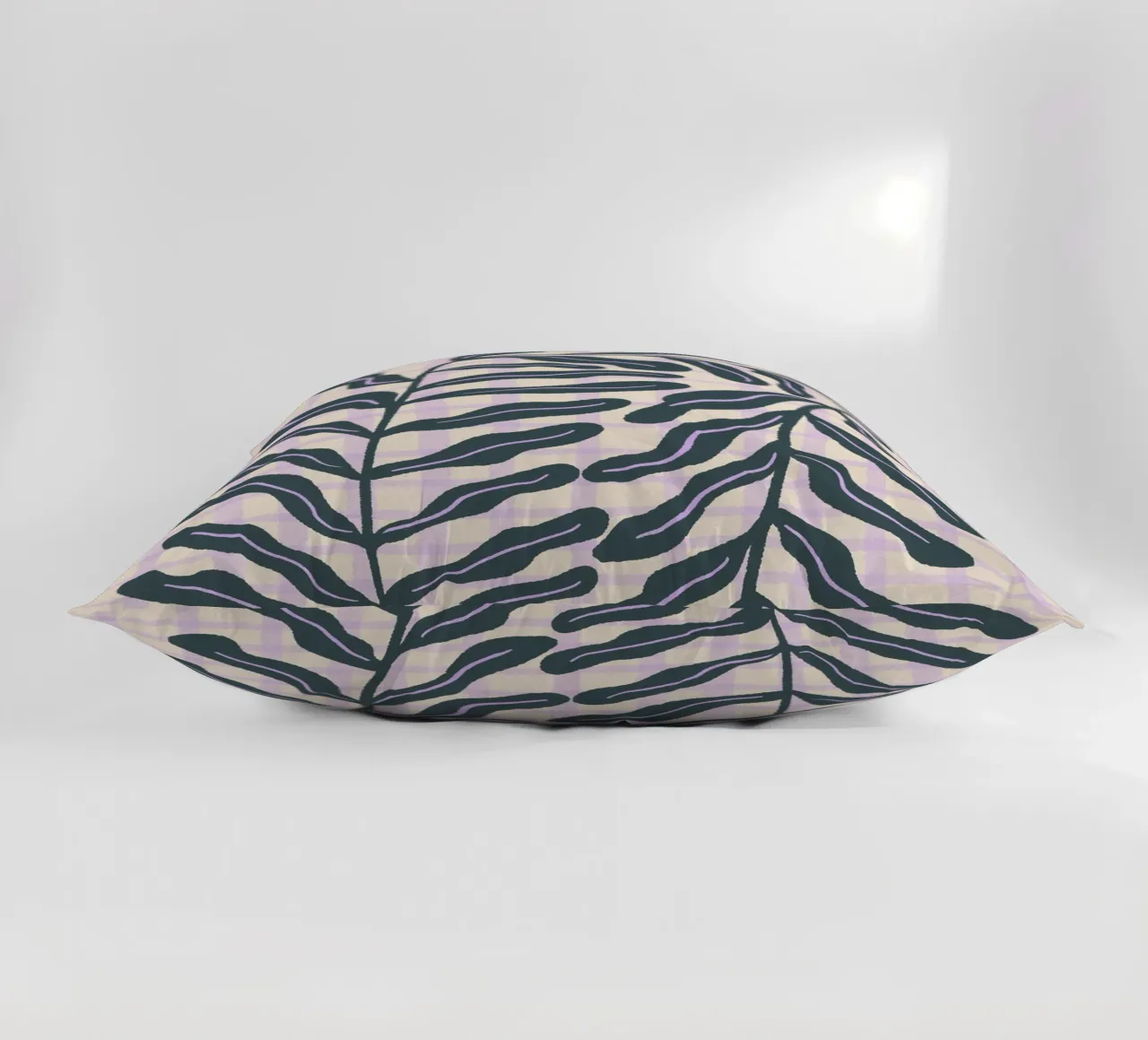 Abstract branch on a grid pattern decorative cushion by Wackapacka