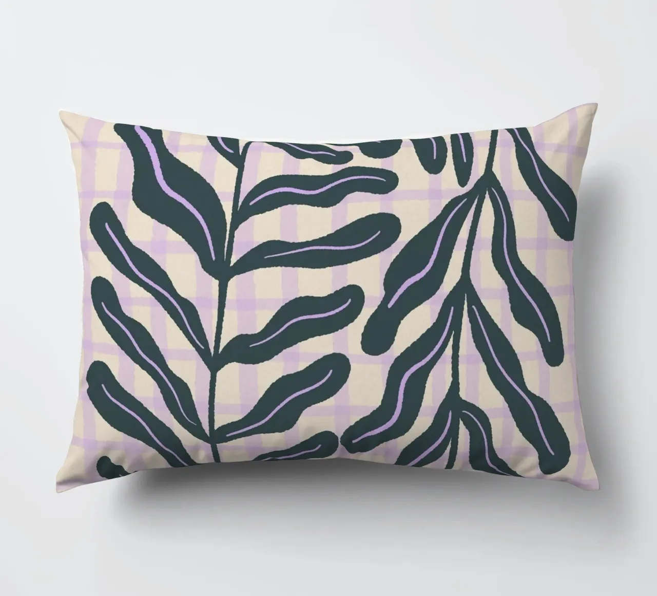 Abstract branch on a grid pattern decorative cushion by Wackapacka