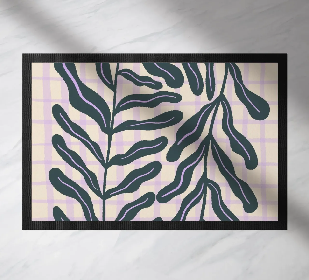 Abstract branch on a grid pattern doormat by Wackapacka