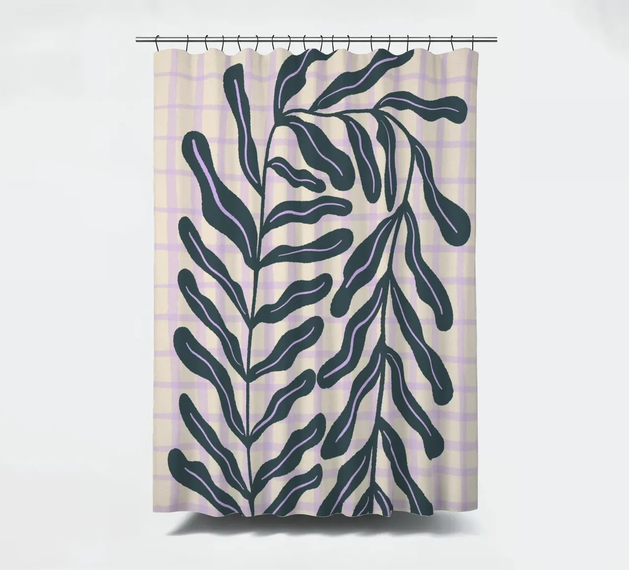 Abstract branch on a grid pattern shower curtain by Wackapacka