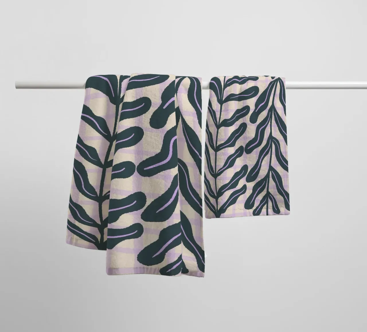 Abstract branch on a grid pattern towel by Wackapacka