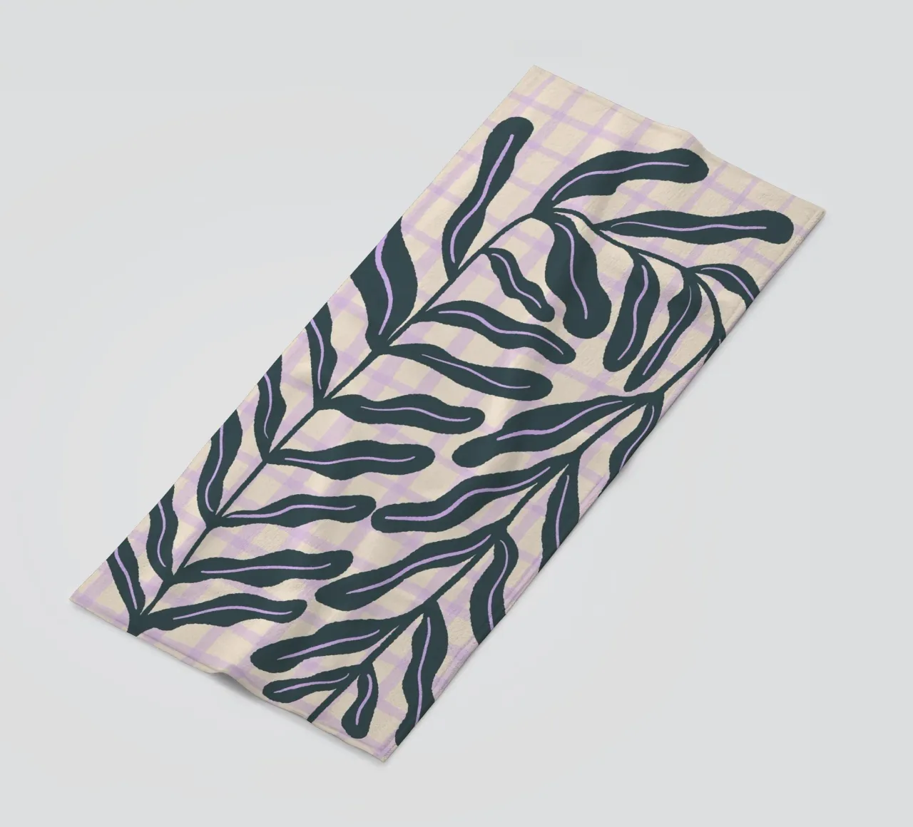 Abstract branch on a grid pattern beach towel by Wackapacka