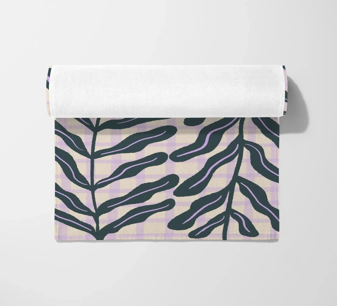 Abstract branch on a grid pattern beach towel by Wackapacka