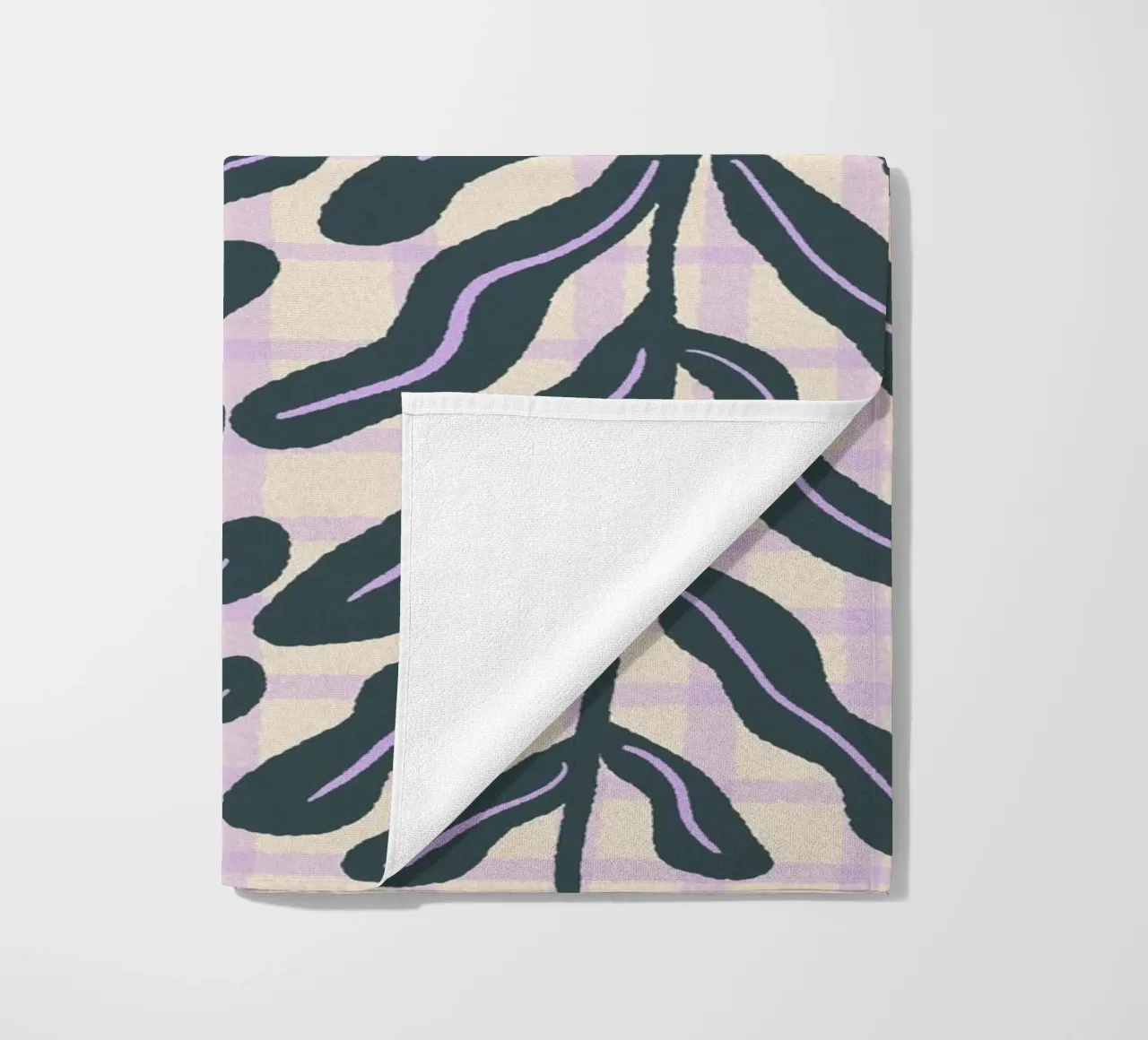 Abstract branch on a grid pattern beach towel by Wackapacka