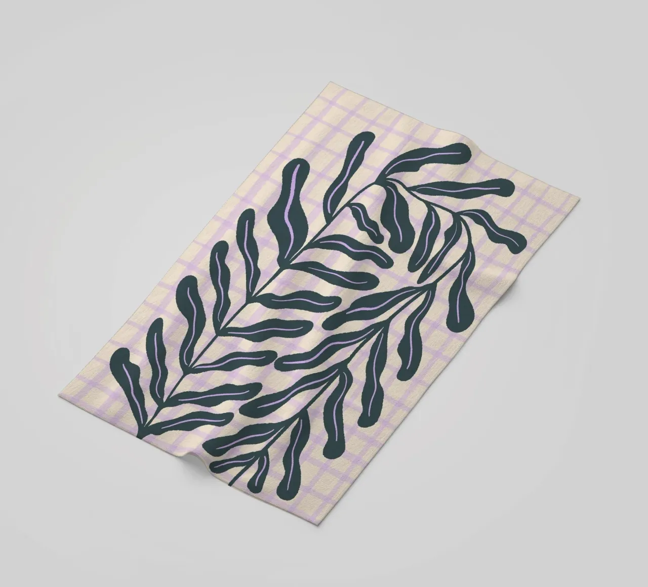 Abstract branch on a grid pattern beach towel by Wackapacka