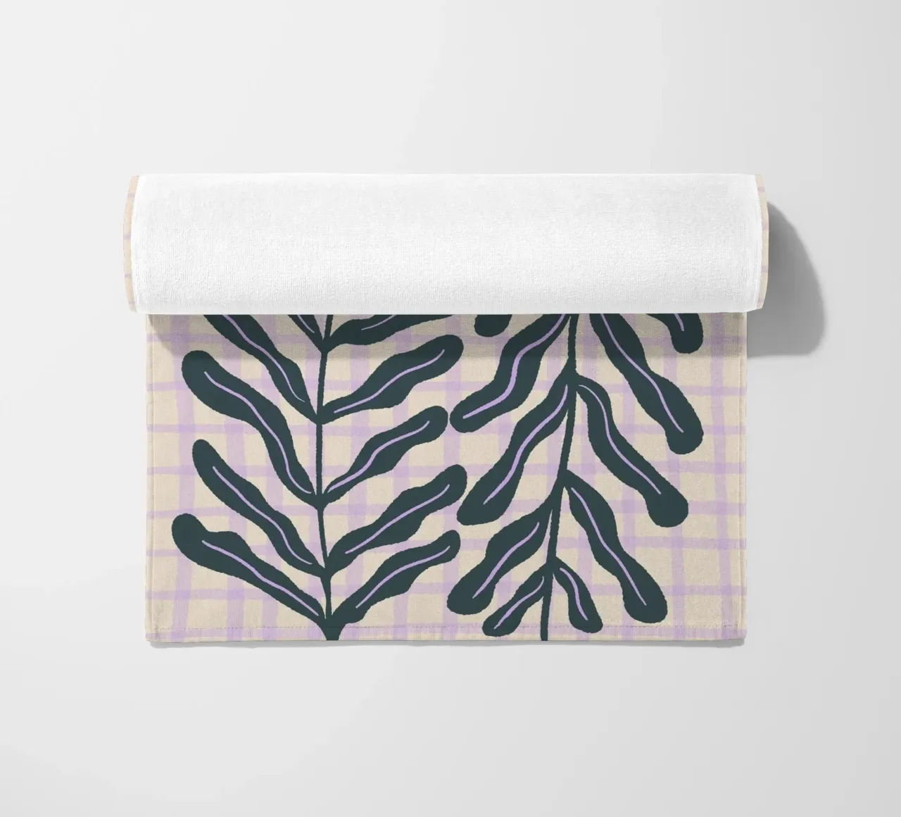 Abstract branch on a grid pattern beach towel by Wackapacka