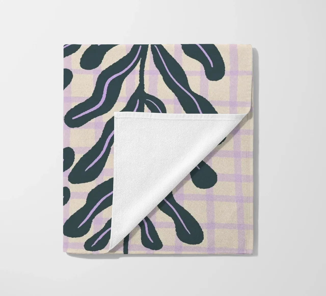Abstract branch on a grid pattern beach towel by Wackapacka