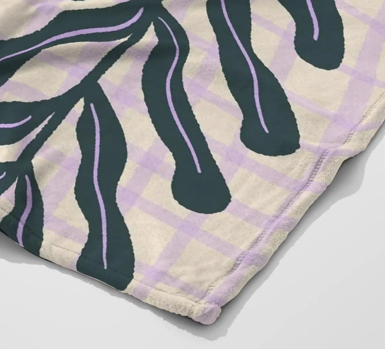 Abstract branch on a grid pattern fleece blanket by Wackapacka