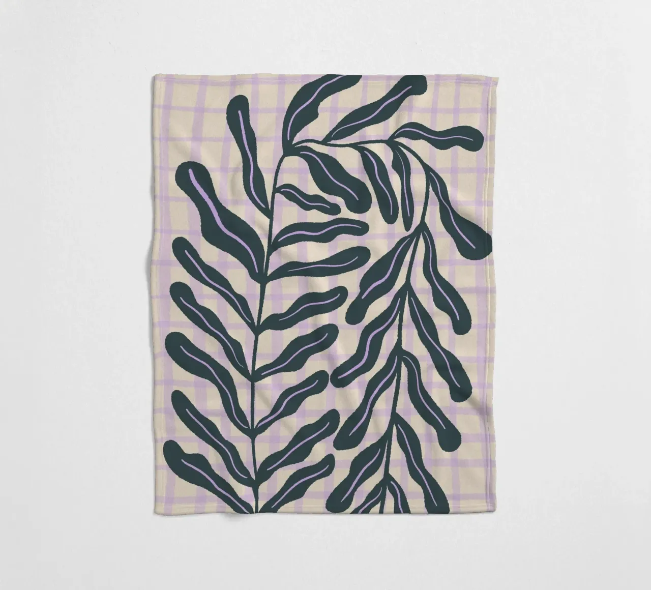 Abstract branch on a grid pattern fleece blanket by Wackapacka