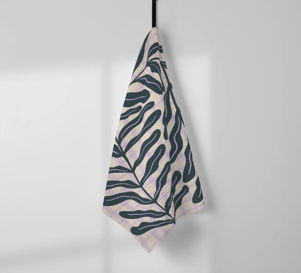 Abstract branch on a grid pattern tea towel by Wackapacka