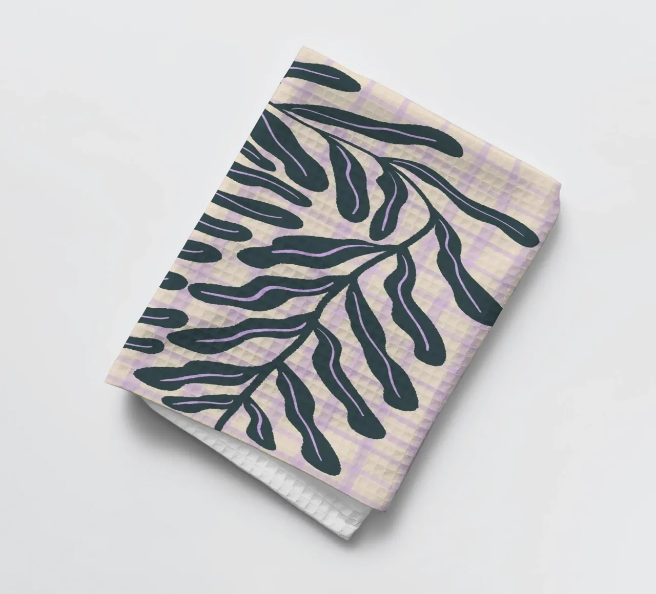 Abstract branch on a grid pattern tea towel by Wackapacka