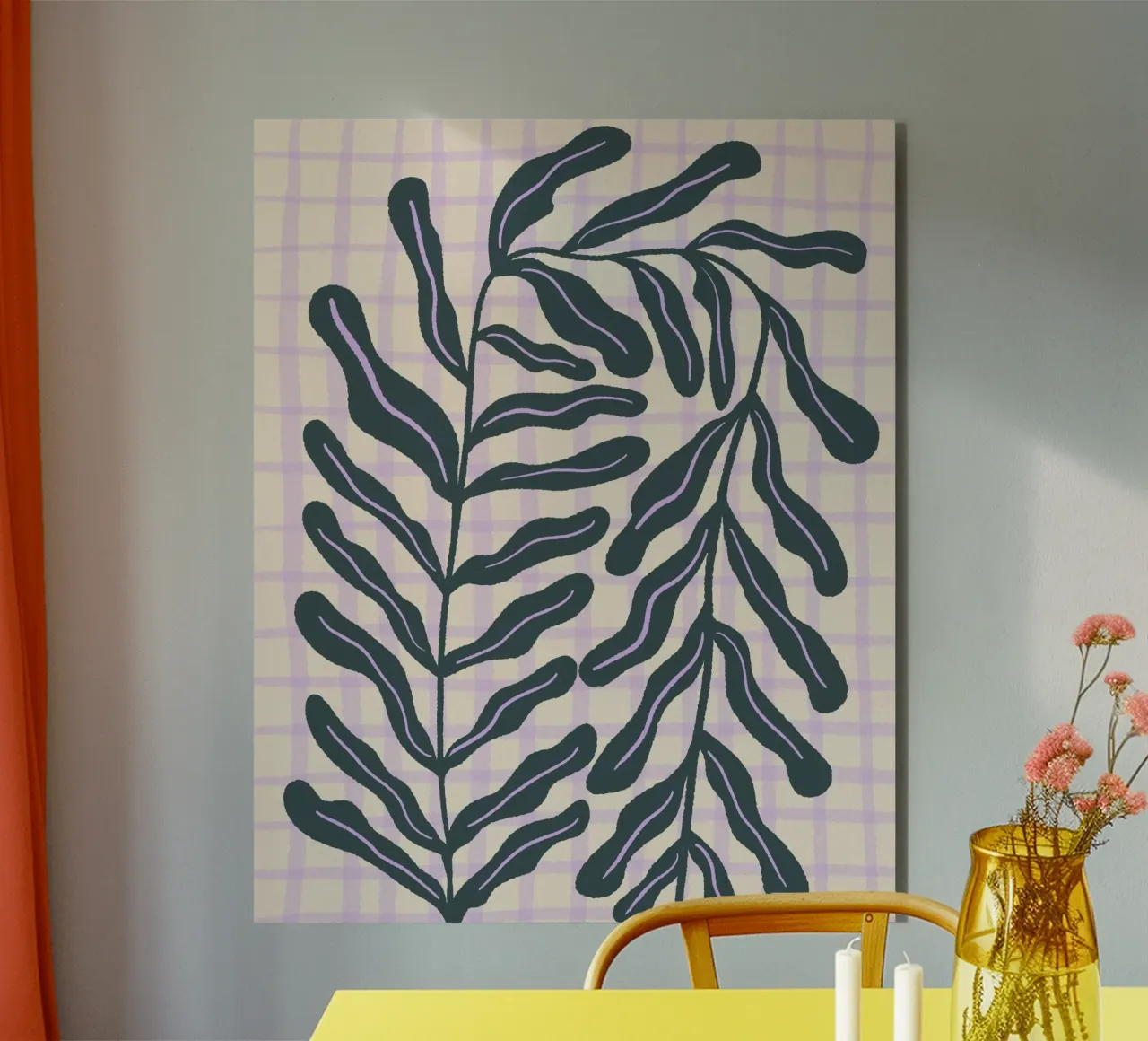 Abstract branch on a grid pattern alu-dibond by Wackapacka