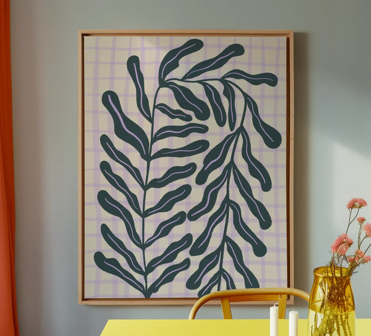 Abstract branch on a grid pattern canvas by Wackapacka