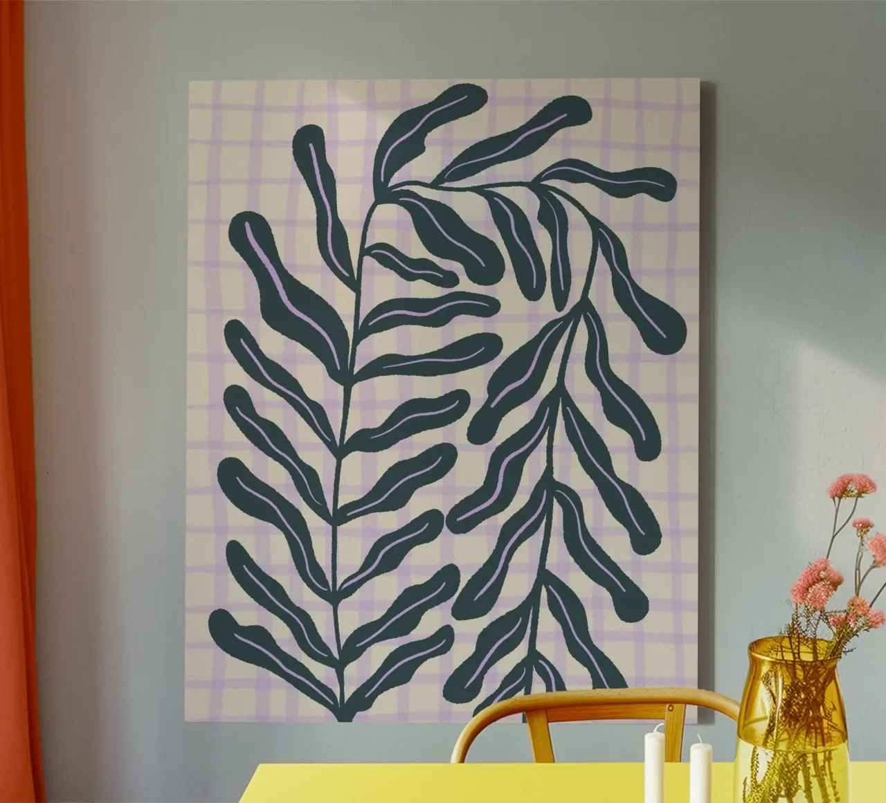 Abstract branch on a grid pattern canvas by Wackapacka