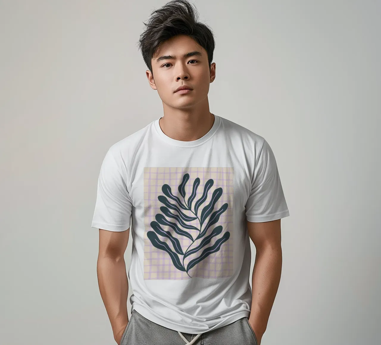 Abstract branch on a grid pattern 2 t-shirt by Wackapacka