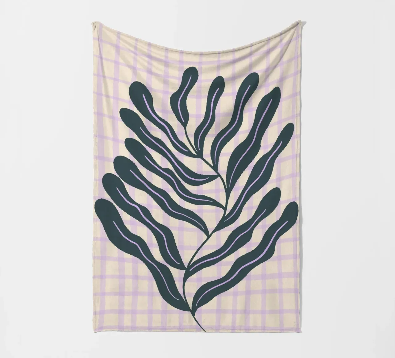 Abstract branch on a grid pattern 2 fleece blanket by Wackapacka
