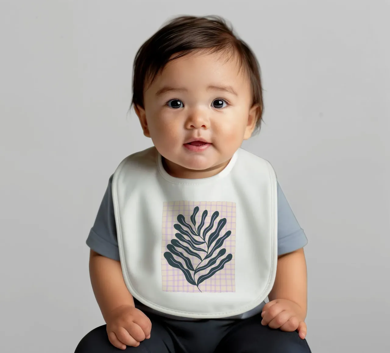 Abstract branch on a grid pattern 2 baby bib by Wackapacka