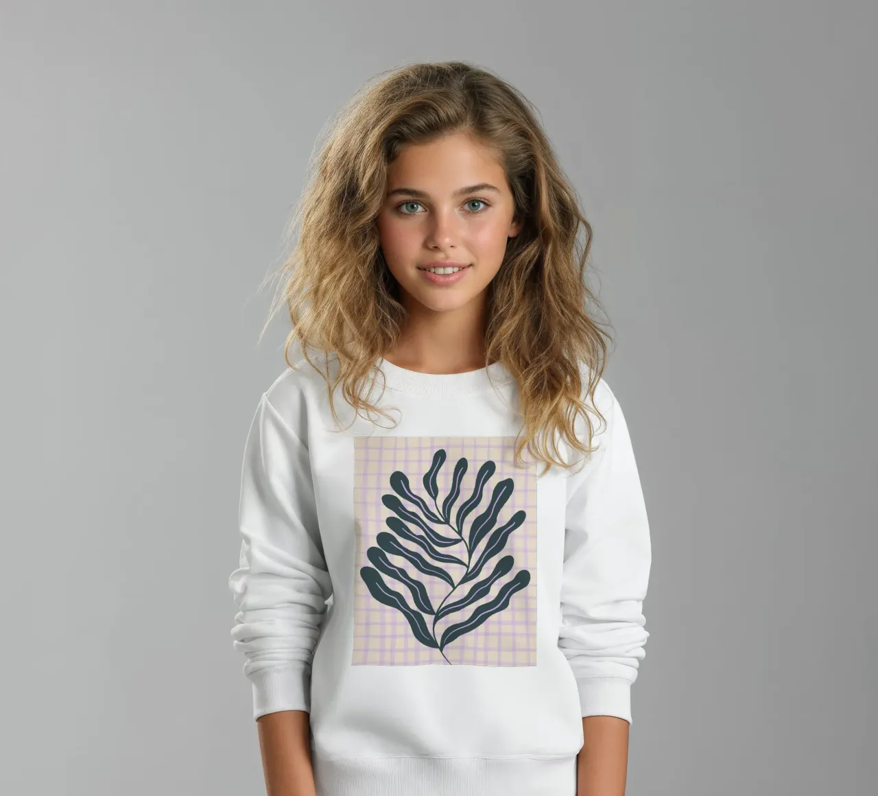 Abstract branch on a grid pattern 2 kids sweatshirt by Wackapacka