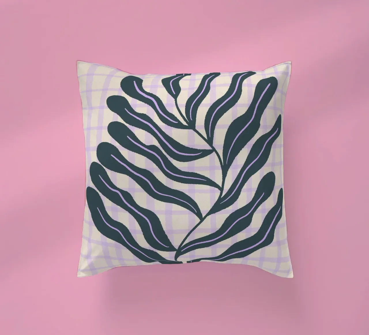 Abstract branch on a grid pattern 2 decorative cushion by Wackapacka