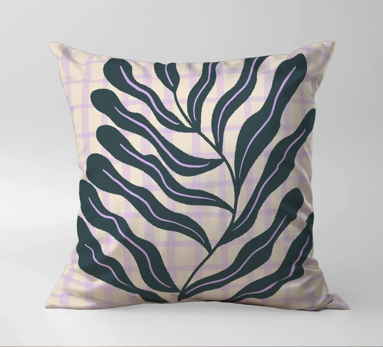 Abstract branch on a grid pattern 2 decorative cushion by Wackapacka