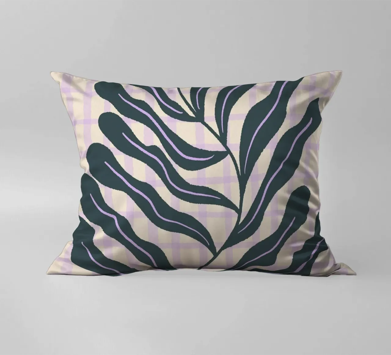 Abstract branch on a grid pattern 2 decorative cushion by Wackapacka