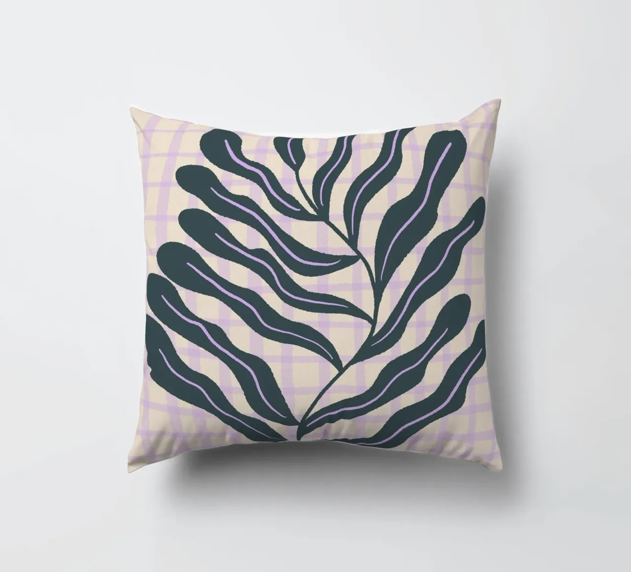Abstract branch on a grid pattern 2 decorative cushion by Wackapacka