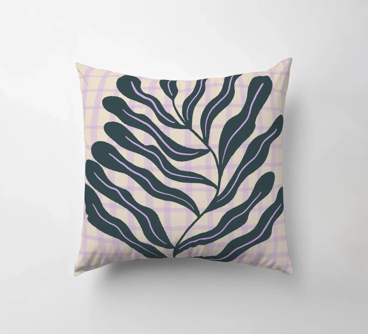 Abstract branch on a grid pattern 2 decorative cushion by Wackapacka