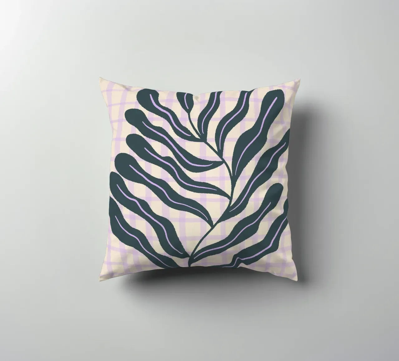 Abstract branch on a grid pattern 2 decorative cushion by Wackapacka