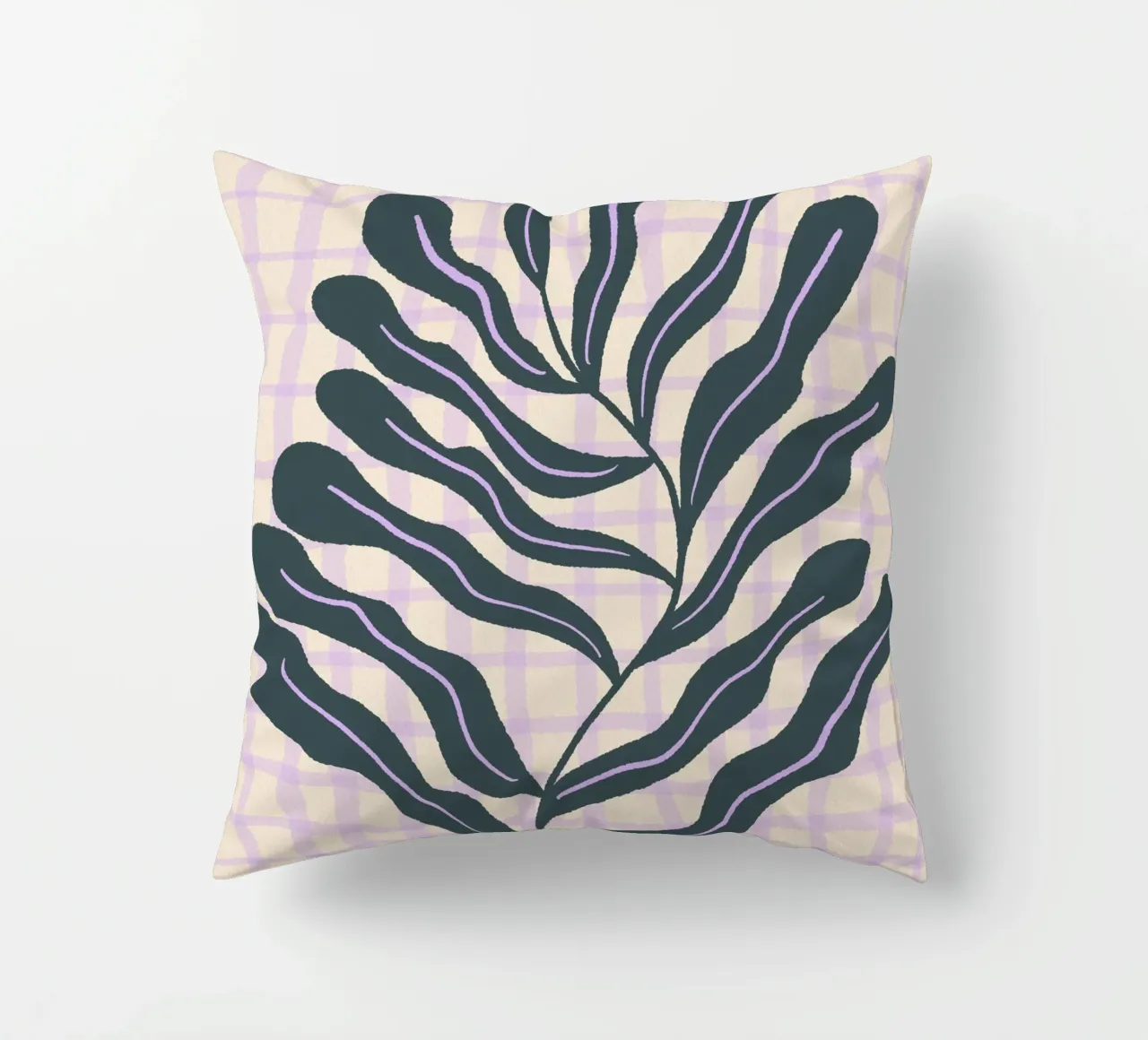 Abstract branch on a grid pattern 2 decorative cushion by Wackapacka